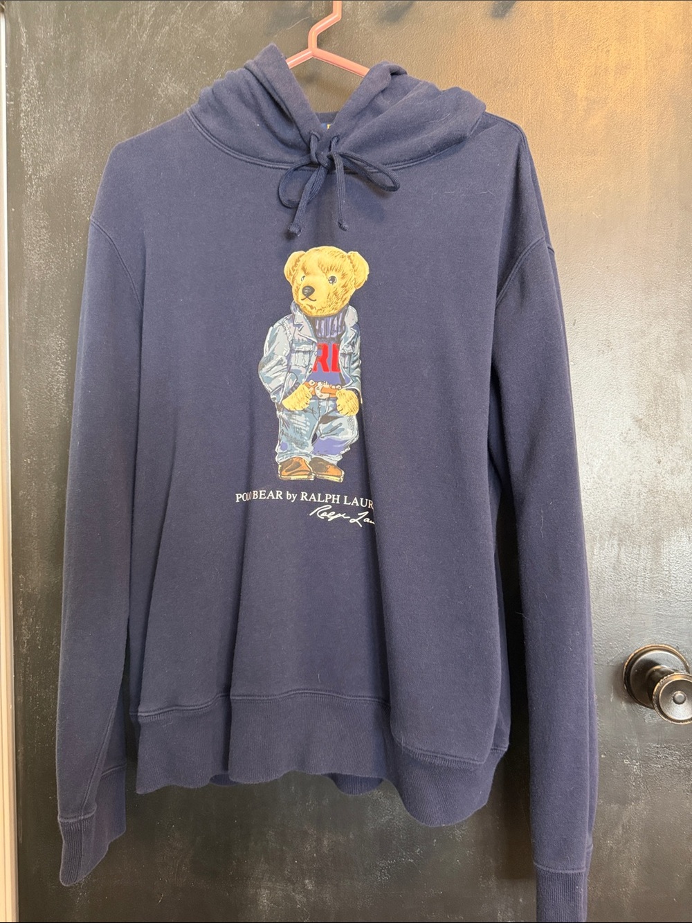 Polo Ralph Lauren Denim Bear Fleece Hoodie Navy Size M